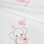 Σετ πετσέτες κεντητές Elephant 03 White/Pink